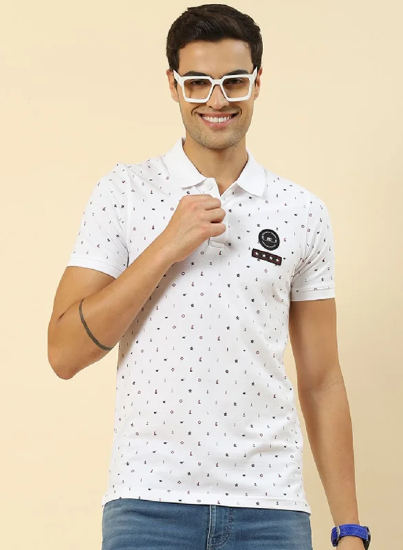 Men's sporty look t-shirt-Men White Printed T-Shirt