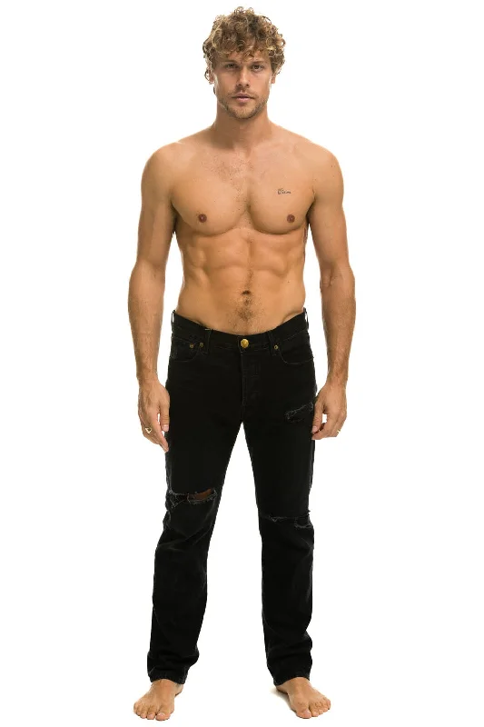 mens thermal jeans-MEN'S CLASSIC STRAIGHT LEG DENIM JEAN - VINTAGE BLACK