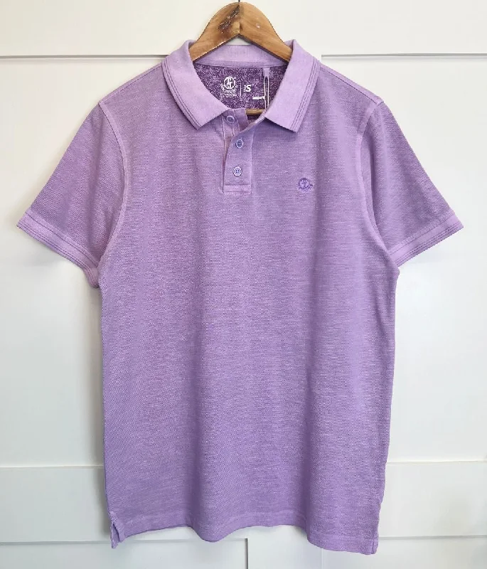 Men's comfortable dress polo shirt-Lilac Men's TT Cotton Polo Shirt