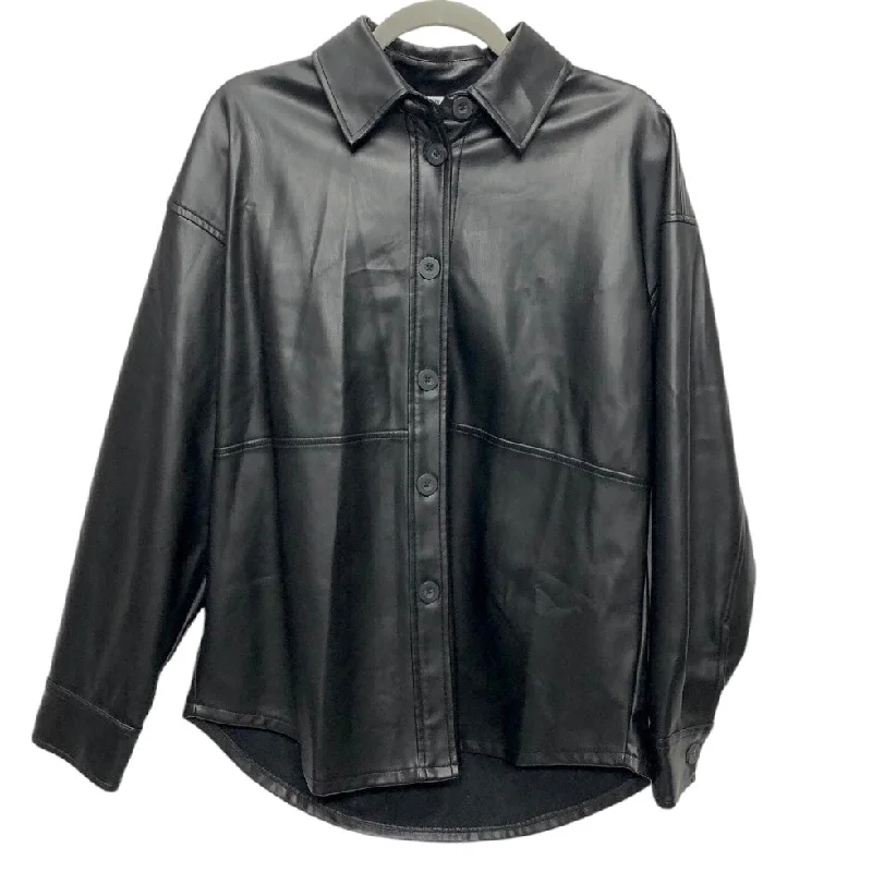 Men's weatherproof raincoat-Jacket Shirt By Double Zero In Black, Size: S