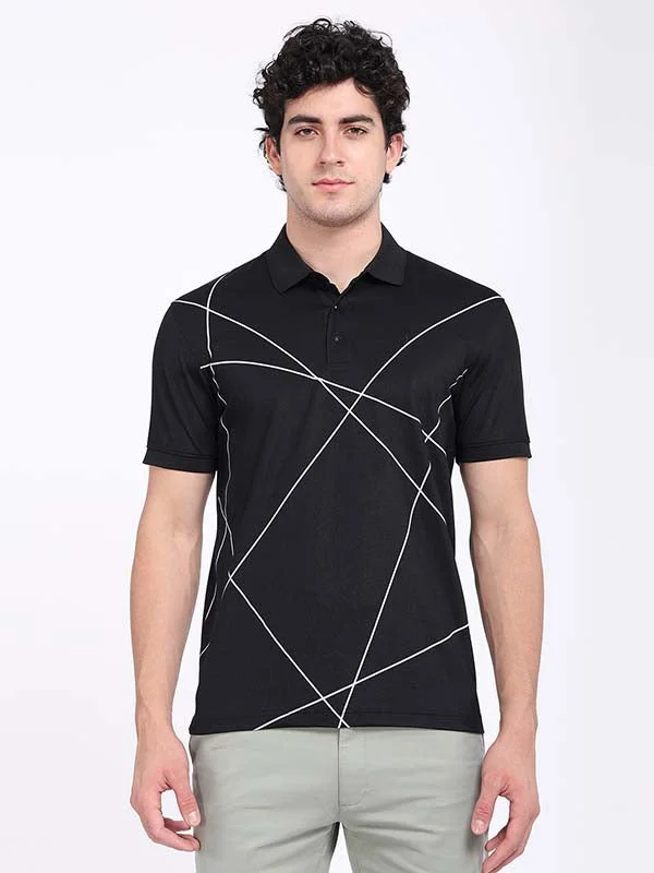 Men's pre-washed office polo shirt-Men Printed Polo T-Shirt