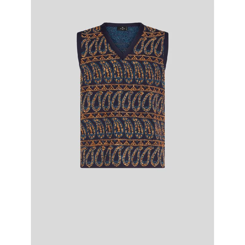 Men's modern sweatshirt-KNITTED GILET WITH PAISLEY DESIGNS