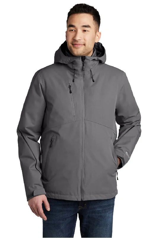 Men's weather-resistant utility coat-Eddie Bauer Mens WeatherEdge Plus 3-in-1 Waterproof Full Zip Hooded Jacket - Metal Grey