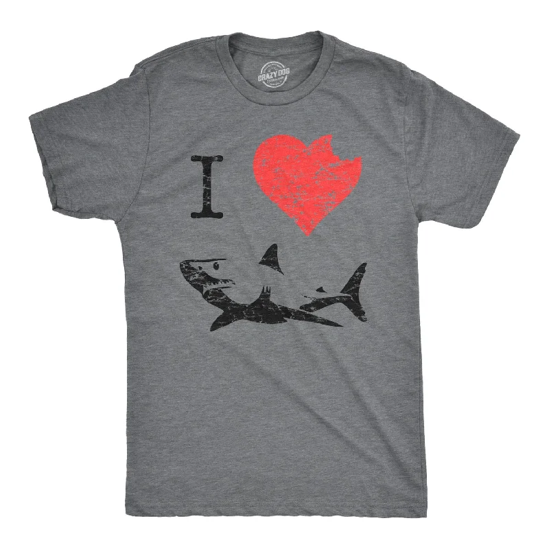 Men's weather-resistant t-shirt-I Love Sharks Men's T Shirt