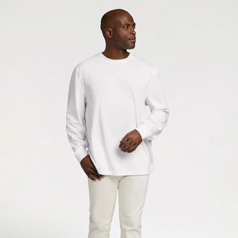 Men's everyday wear t-shirt-Long Sleeve Boxy Tee | White