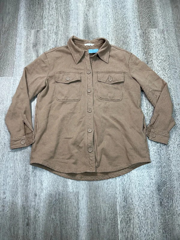 Men's wrinkle-free field jacket-Jacket Shirt By Good American In Brown, Size: S