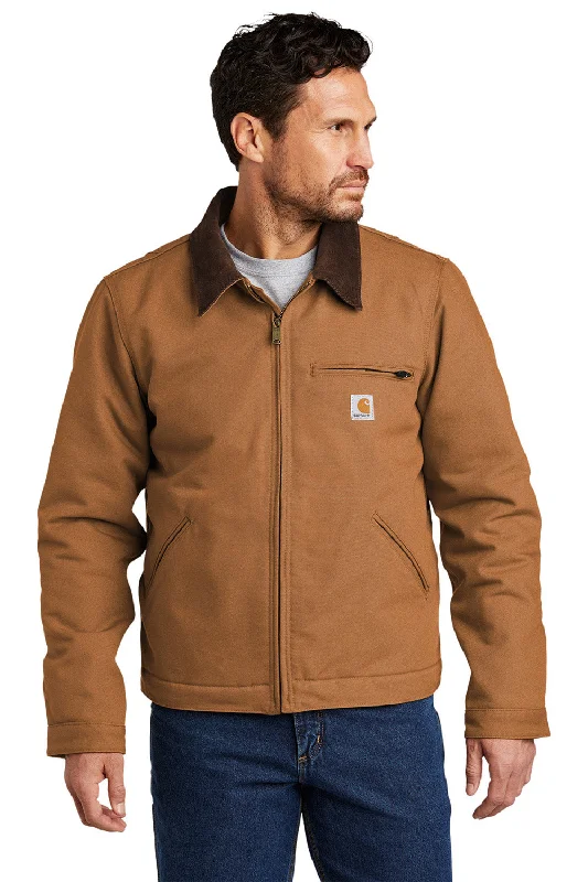 Men's eco-conscious fleece jacket-Carhartt Mens Detroit Duck Wind & Water Resistant Full Zip Jacket - Carhartt Brown