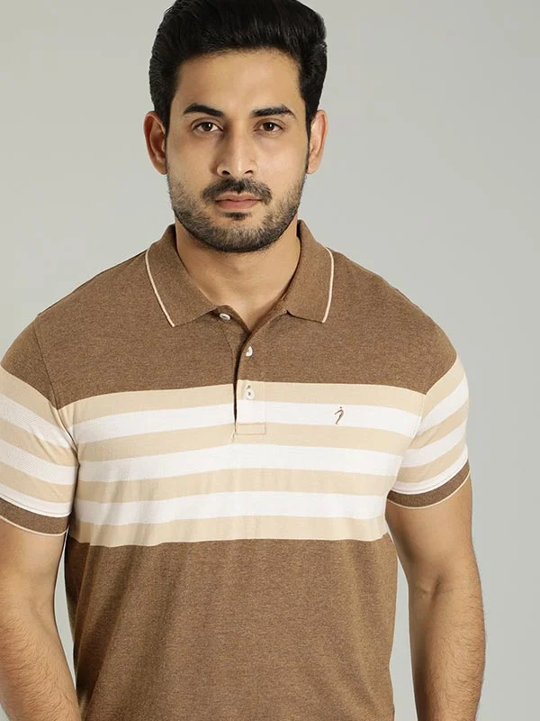 Men's breathable travel polo shirt-Men Striped Polo T-Shirt