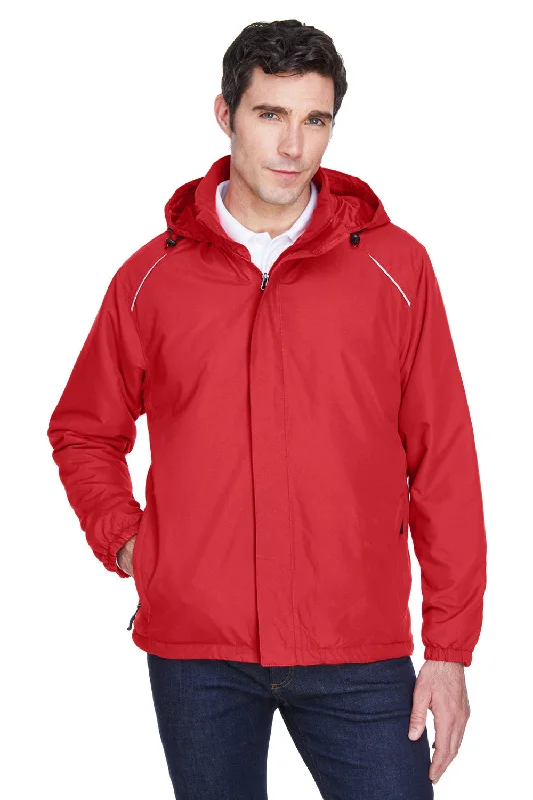 Men's modern parka-Core 365 Mens Brisk Full Zip Hooded Jacket - Classic Red