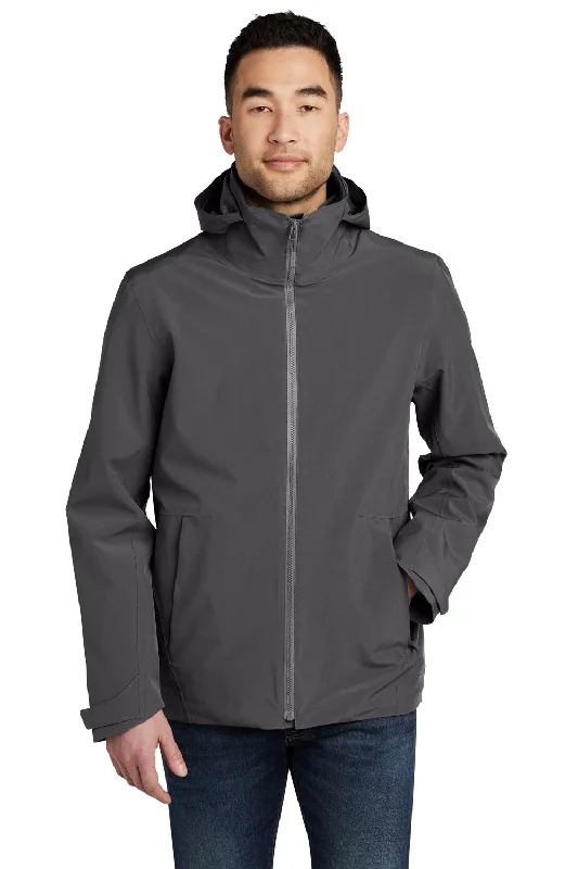 Men's comfortable softshell jacket-Eddie Bauer Mens WeatherEdge 3-in-1 Water Resistant Full Zip Hooded Jacket - Steel Grey/Metal Grey