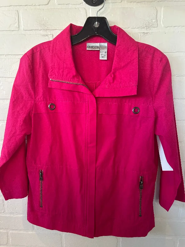 Men's pre-washed rain jacket-Jacket Other By Chicos In Pink, Size: S