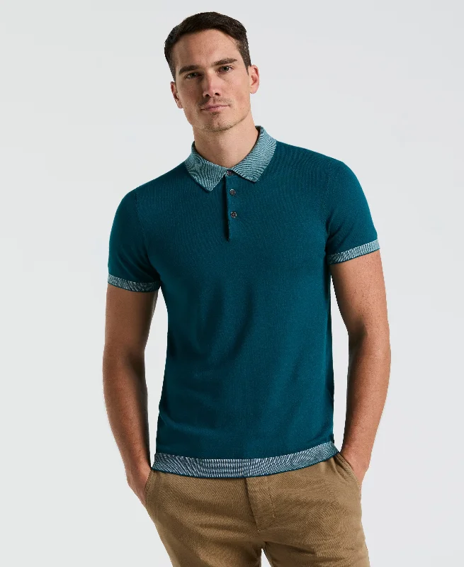 Men's outdoor knit-Tech Knit Contrast Sweater Polo