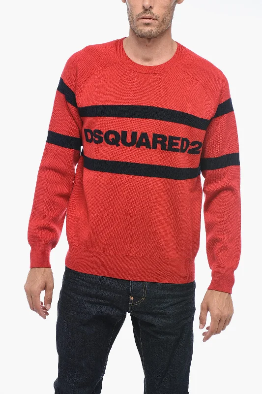 Men's wool blend sweater-Dsquared2 Jaquard Wool Sweater with Logo Lettering