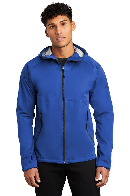 Men's fashionable bomber jacket-The North Face Mens All Weather DryVent Windproof & Waterproof Full Zip Hooded Jacket - Blue - Closeout