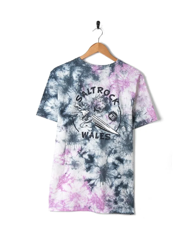 Men's anti-odor t-shirt-Wave Rider Wales - Mens Short Sleeve T-Shirt - Pink Tie Dye