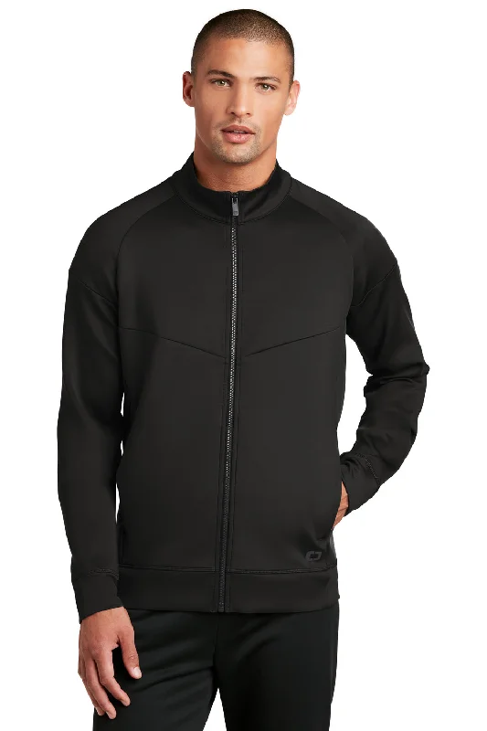 Men's high-stretch windbreaker-Ogio Mens Endurance Modern Performance Moisture Wicking Full Zip Jacket - Blacktop