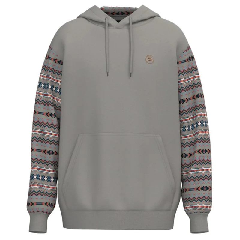 Men's gym performance running hoodie-Hooey Men's Roughy Summit Grey Aztec Hoodie