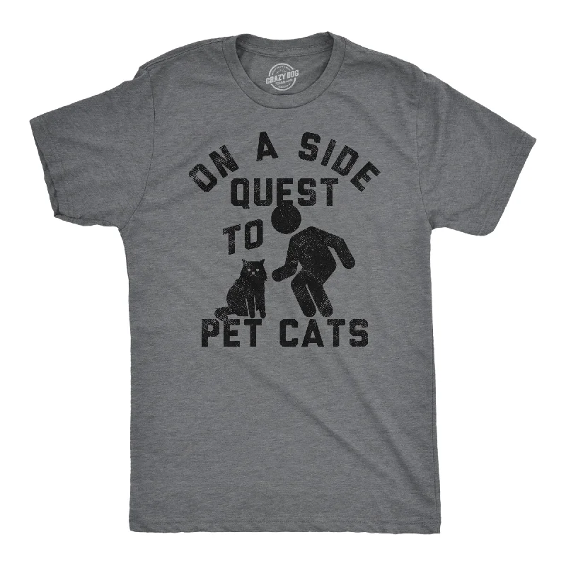 Men's smart technology t-shirt-On A Side Quest To Pet Cats Men's T Shirt