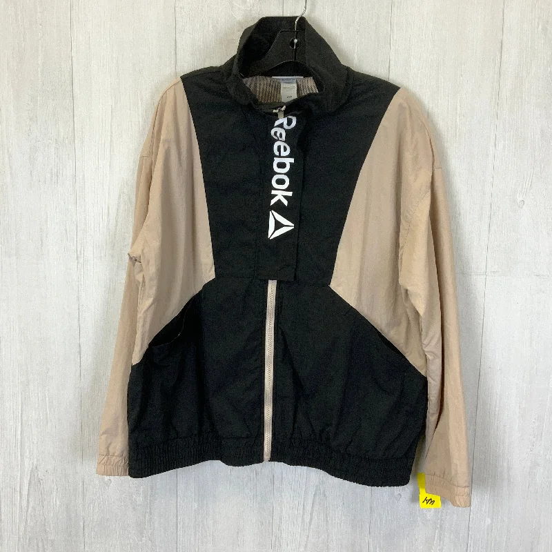 Men's organic bomber jacket-Jacket Windbreaker By Reebok In Black & Cream, Size: L