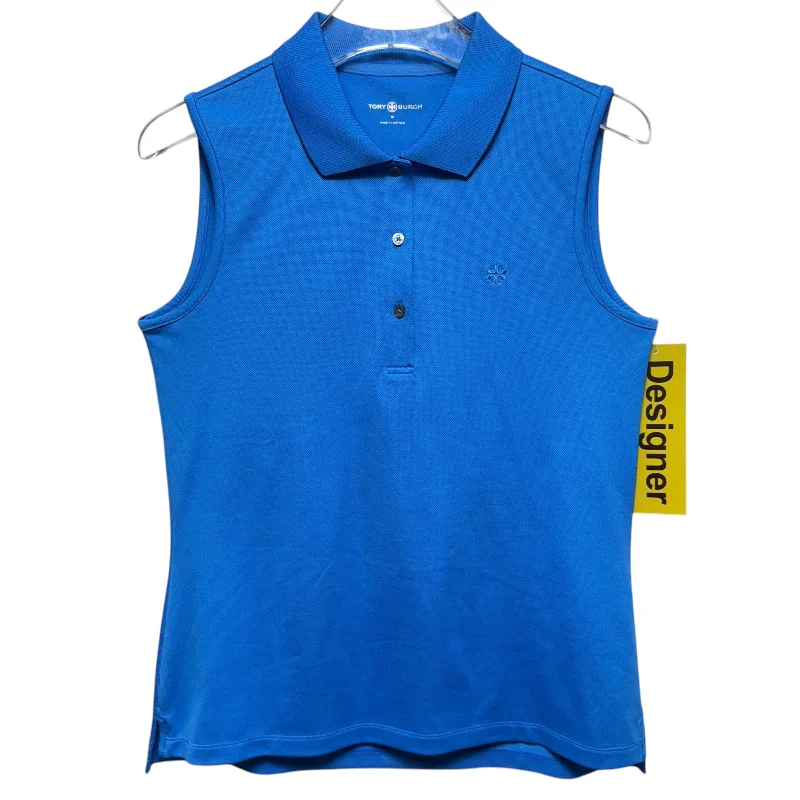 Men's fashion-forward dress polo shirt-Performance Tech Pique Sleeveless Polo Designer By Tory Burch Sport In Blue, Size: M