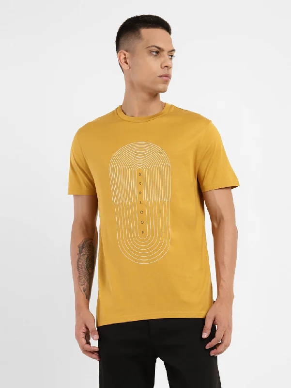 Men's earthy tones t-shirt-Men's Graphic Print Crew Neck T-shirt