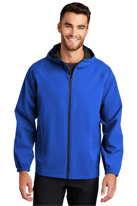 Men's modern parka-Port Authority Mens Essential Waterproof Full Zip Hooded Rain Jacket - True Royal Blue