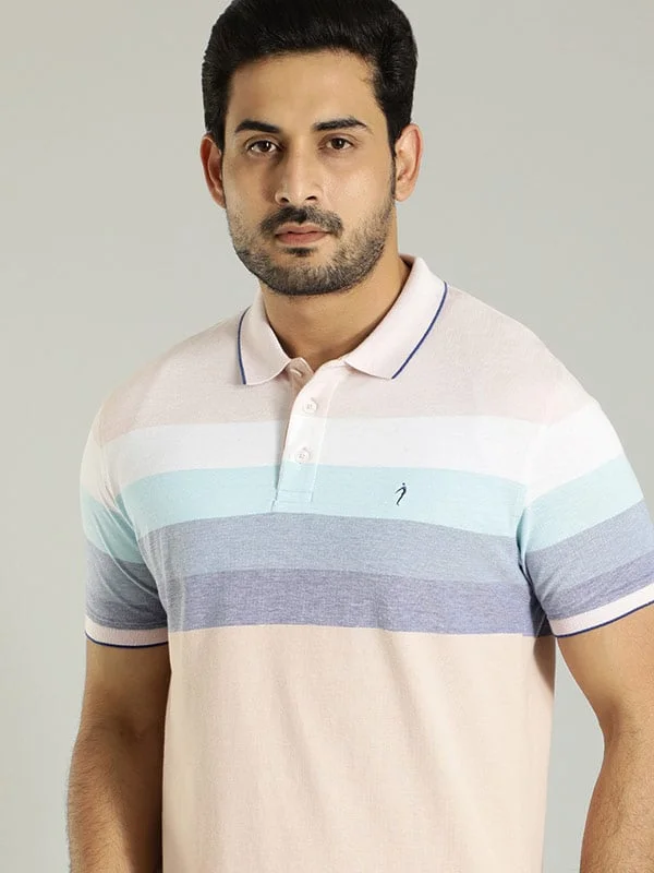 Men's tech-inspired casual polo shirt-Men Striped Polo T-Shirt