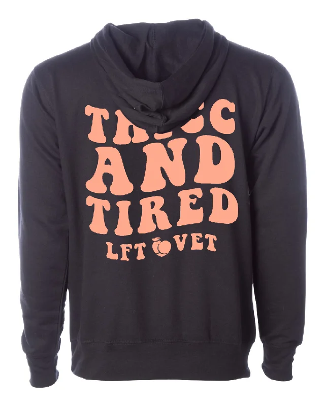 Men's versatile workout hoodie-Thicc and Tired Peach Hoodie