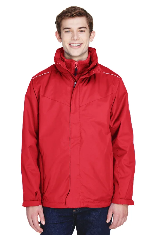 Men's antibacterial windbreaker-Core 365 Mens Region 3-in-1 Water Resistant Full Zip Hooded Jacket - Classic Red - Closeout