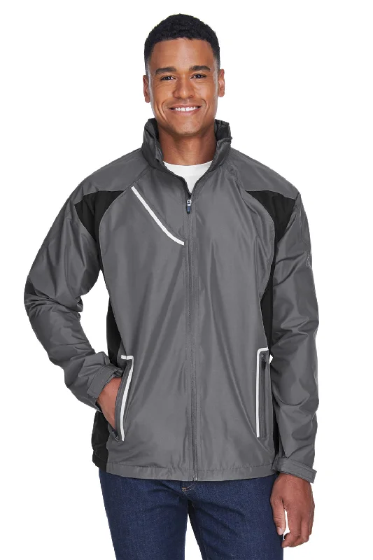 Men's adventure-ready fleece jacket-Team 365 Mens Dominator Waterproof Full Zip Hooded Jacket - Graphite Grey