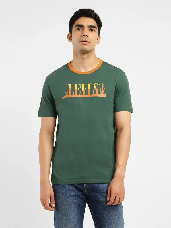 Men's earthy tones t-shirt-Men's Brand Logo Regular Fit T-shirt