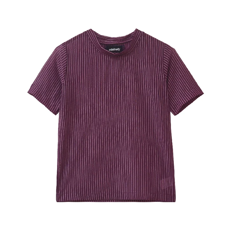 Men's high-neck t-shirt-Striped Mesh - Purple