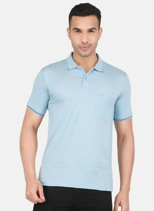 Men's versatile wear t-shirt-Men Sky Blue Solid T-Shirt