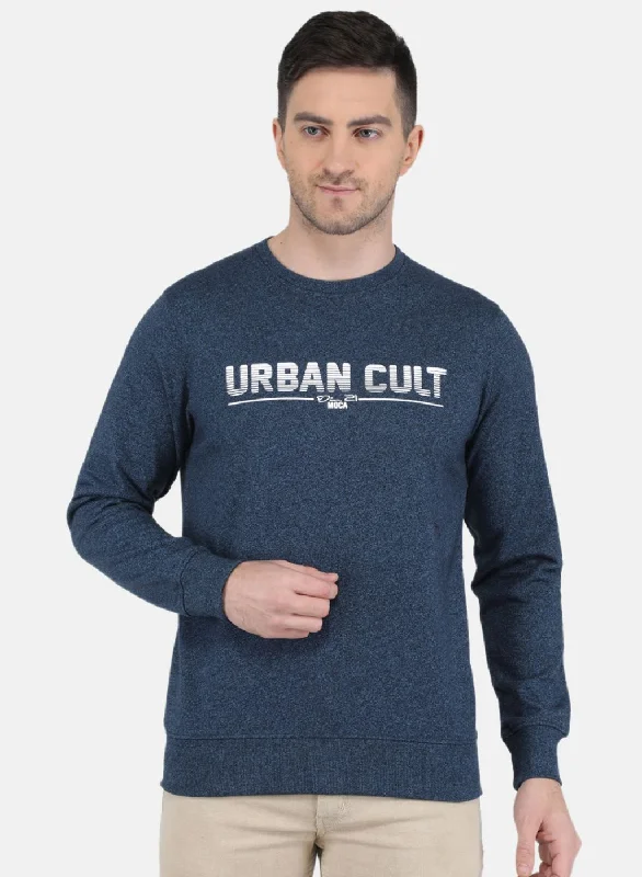 Men's trendy sweatshirt-Men Blue Solid Sweatshirt