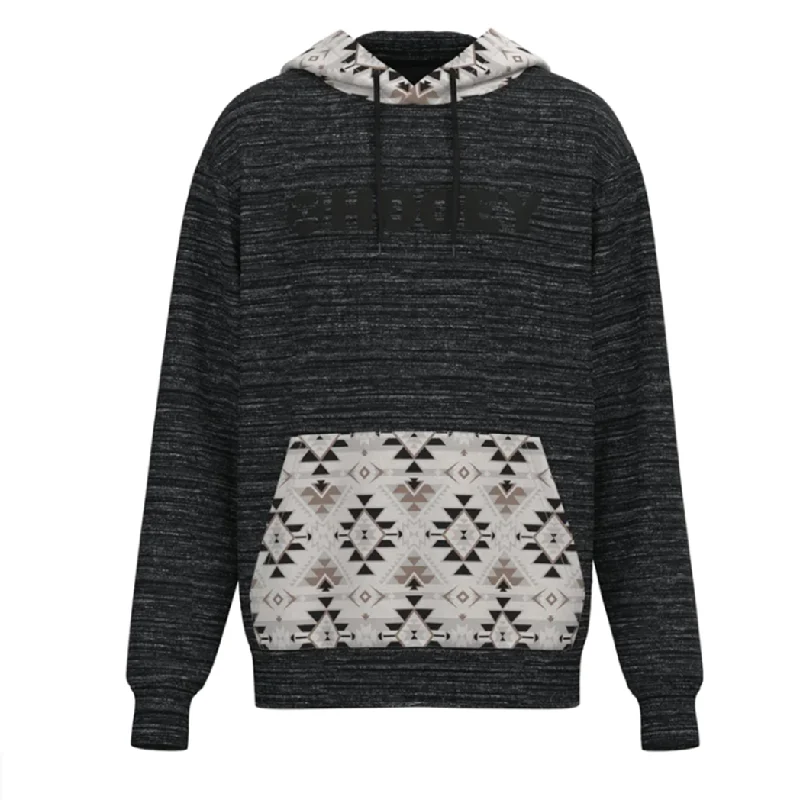 Men's fashion-forward travel hoodie-Hooey " Lock-Up" Black Aztec Logo Hoodie