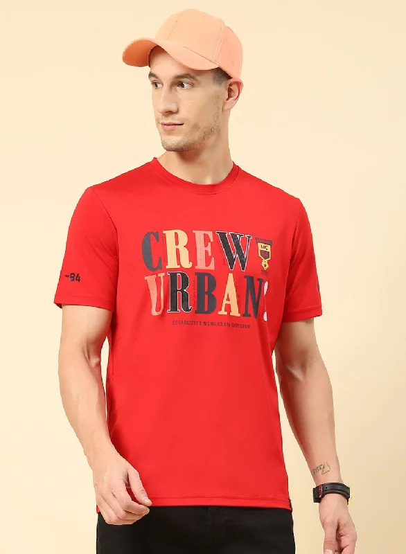 Men's everyday wear t-shirt-Men Red Printed T-Shirt