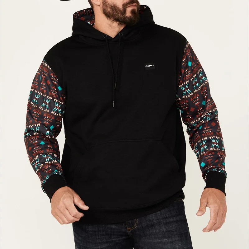 Men's sustainable athletic hoodie-Hooey Men's Summit Black Aztec Hoodie