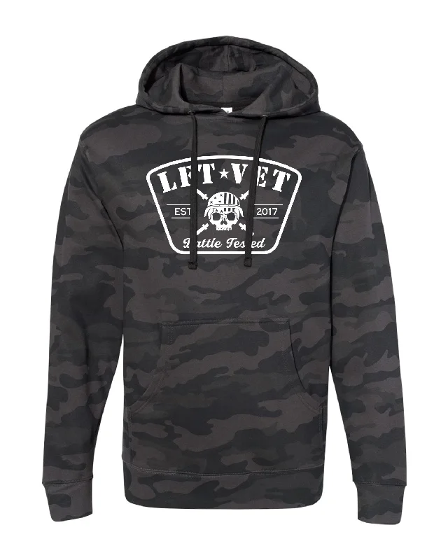 Men's sustainable streetwear hoodie-Battle Tested Hoodie- Black Camo