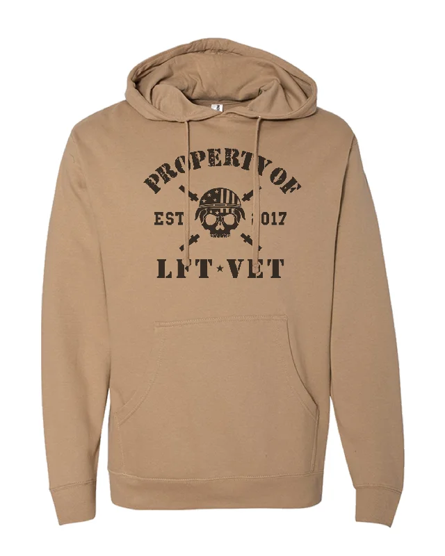 Men's pre-washed zip-up hoodie-Property of LFTVET Hoodie- Sandstone