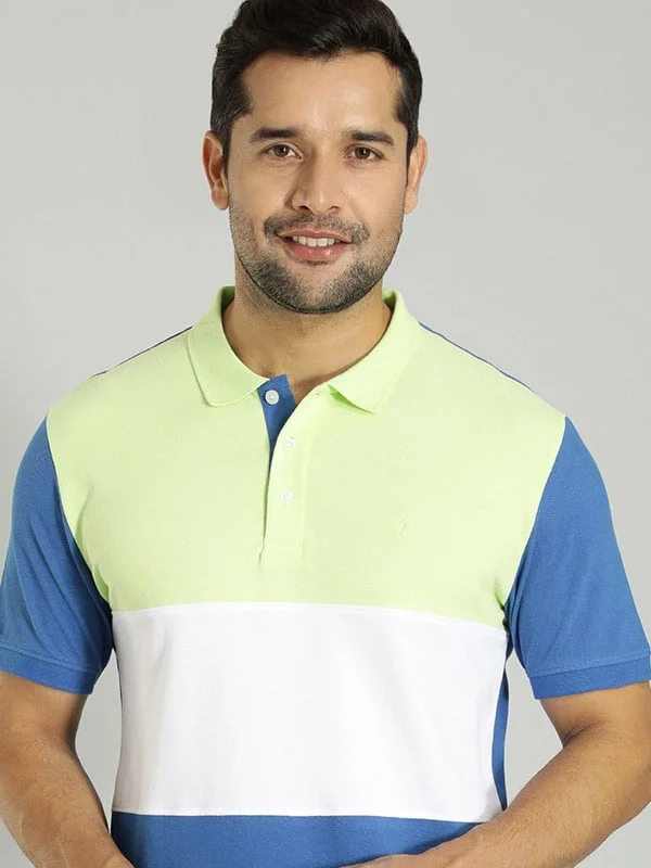 Men's antibacterial travel wear polo shirt-Men Color Block Polo T-Shirt