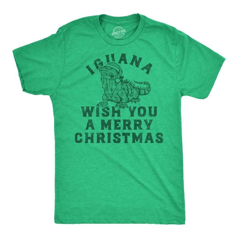 Men's contemporary t-shirt-Iguana Wish You A Merry Christmas Men's T Shirt