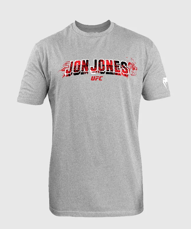 Men's anti-odor t-shirt-Men's UFC Unrivaled by Venum Heather Grey Jon Jones T-Shirt