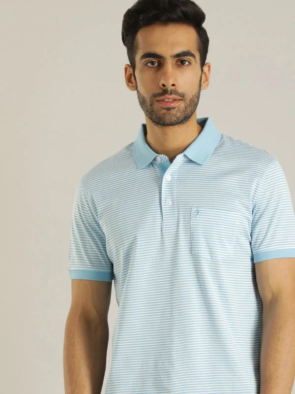 Men's high-performance casual wear polo shirt-Men Striped Polo T-Shirt