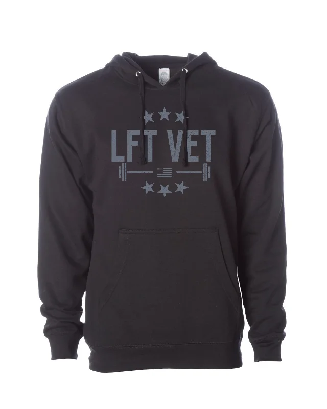 Men's tech-inspired gym hoodie-LFTVET Barbell Hoodie- Black