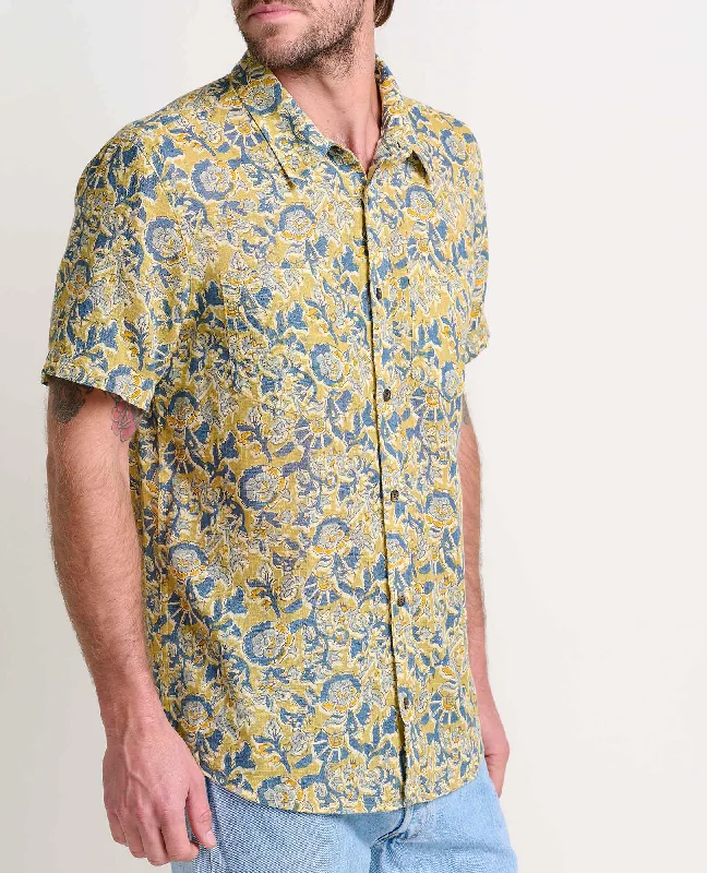 Men's organic casual shorts-Men's Salton Short-Sleeve Shirt - Mantis Kalamkari Print