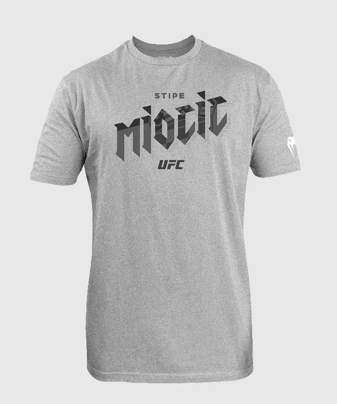 Men's cozy fit t-shirt-Men's UFC Unrivaled by Venum Heather Grey Stipe Miocic T-Shirt