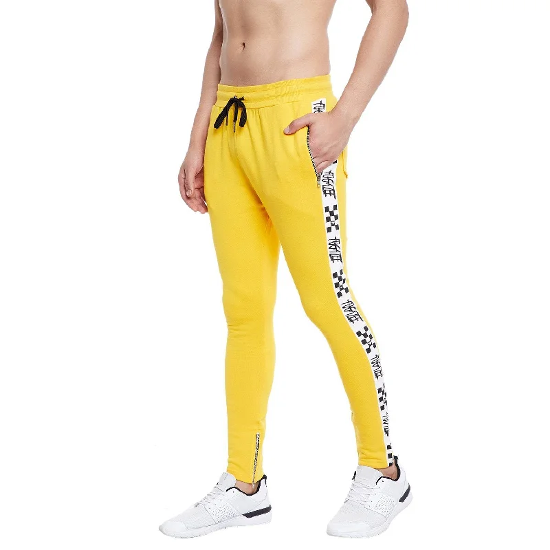 mens urban-fit pants-Lemon  Stripped Zipped SweatPants