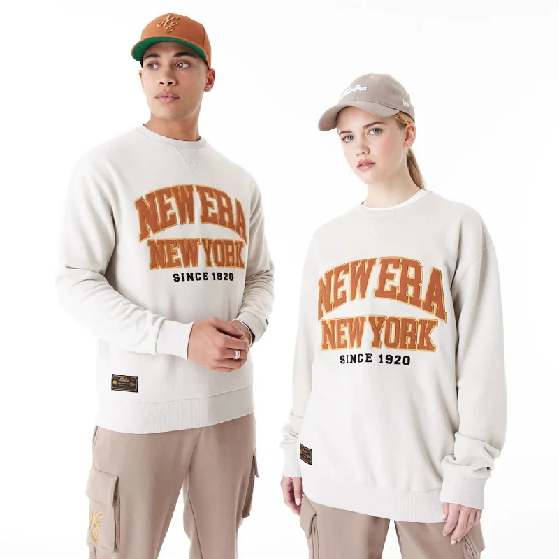 Men's high-performance sweatshirt-New Era Arch Graphic Stone Crew Neck Sweatshirt