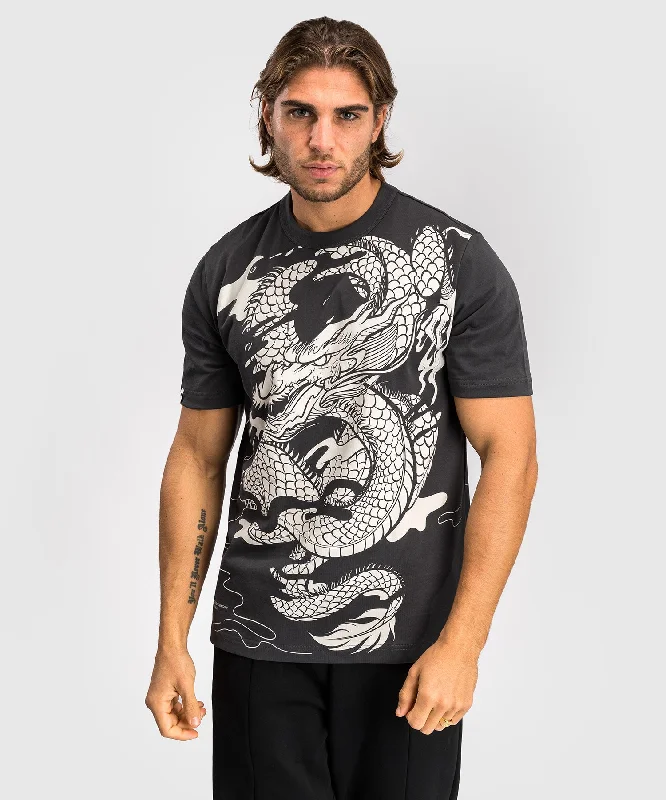 Men's yoga t-shirt-Venum Dragon’s Flight Men’s T-Shirt - Charcoal Grey/Cream White