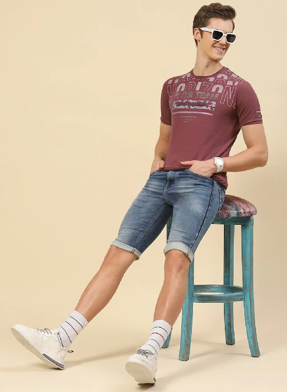 Men's cozy fit t-shirt-Men Pink Printed T-Shirt